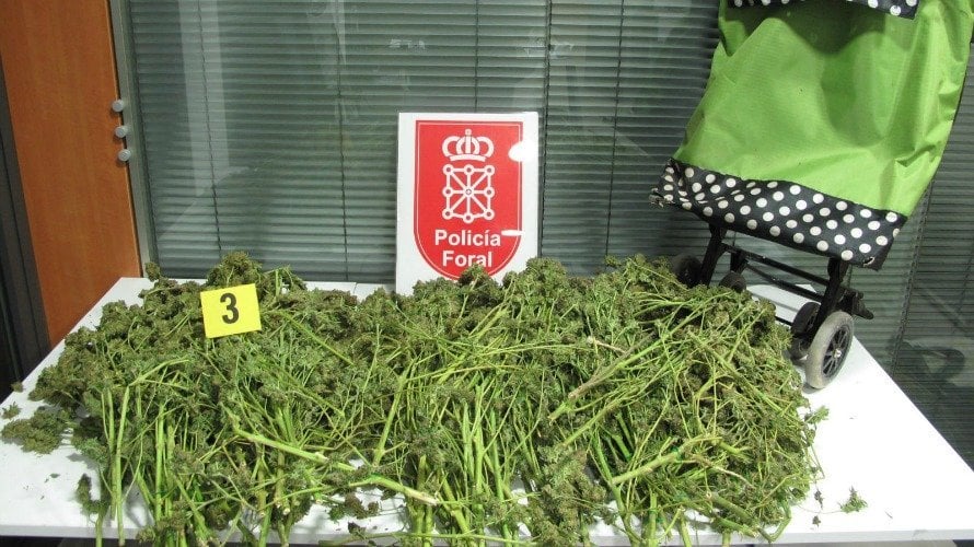 Imagen de la marihuana que el detenido en Mendavia transportaba en el carro de la compra.