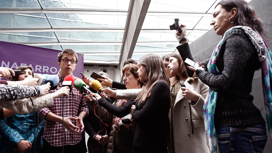 Íñigo Errejón, secretario de Política y área Estratégica y Campaña de Podemos en su visita a Pamplona el 9 de abril. Efe