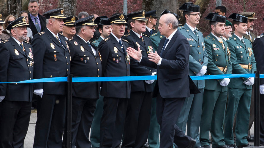 Imagen del acto institucional de la Policía Nacional en Pamplona celebrado este martes. PABLO LASAOSA
