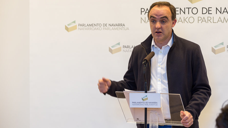 José Javier Esparza (UPN) en su comparencia tras la Mesa y la Junta de Portavoces del Parlamento de Navarra. (9). IÑIGO ALZUGARAY