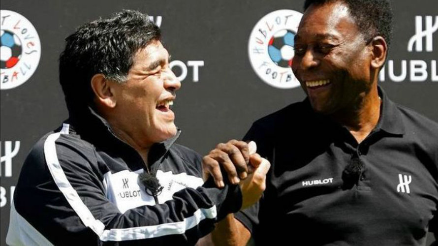 Maradona y Pelé. Twitter.