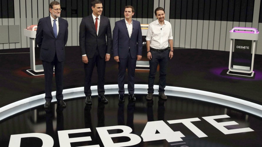 Debate entre Mariano Rajoy, Pedro Sánchez, Pablo Iglesias y Albert Rivera antes de las elecciojes del 26-J. EFE (8)