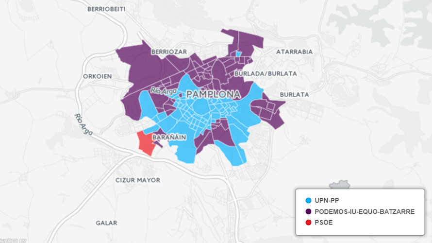 Mapa interactivo pamplona elecciones 26 junio de 2016