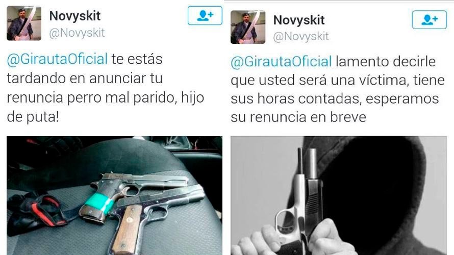 Tuit del usuario Novyskit amenazando al portavoz de Ciudadanos en Madrid