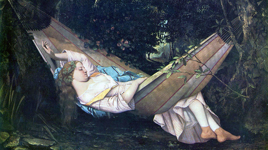 Joven echándose la siesta, pintura de Gustave Courbet de 1844