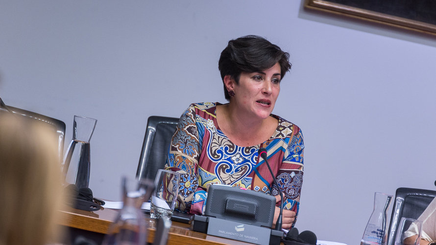 La portavoz del Gobierno de Navarra, María Solana, comparece en comisión del Parlamento foral para explicar las líneas de actuación que ejercerá y su postura sobre los tuits  (7)