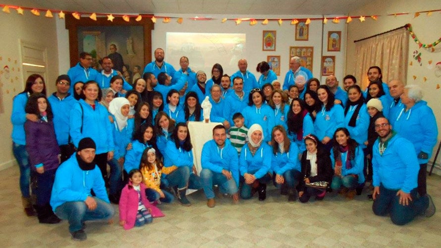 Un grupo de maristas azules en Alepo.