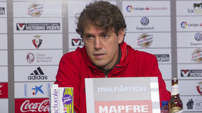 Juantxo Martín, preparador físico de Osasuna, protagoniza la rueda de prensa de entrenadores posterior al empate contra Las Palmas en El Sadar CEDIDA