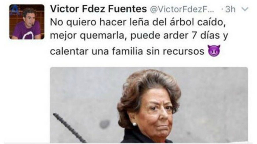 Tuit de Víctor Fernández Fuentes, miembro de Podemos en Alicante. 