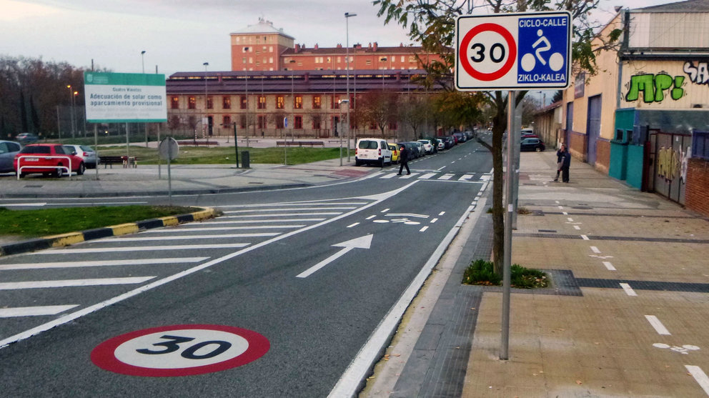 La ciclo calle que se prepara en el barrio de San Jorge de Pamplona