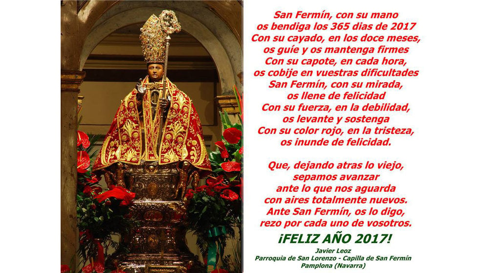 Felicitación de 2017 de Javier Leoz, párroco de San Lorenzo en Pamplona