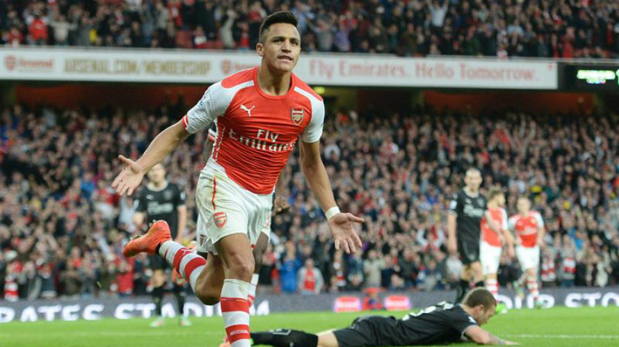 Alexis Sánchez celebra un gol con el Arsenal. Efe.