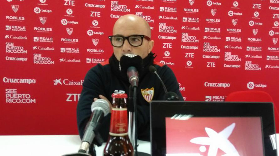 Jorge Sampaoli en rueda de prensa. Web Sevilla CF.