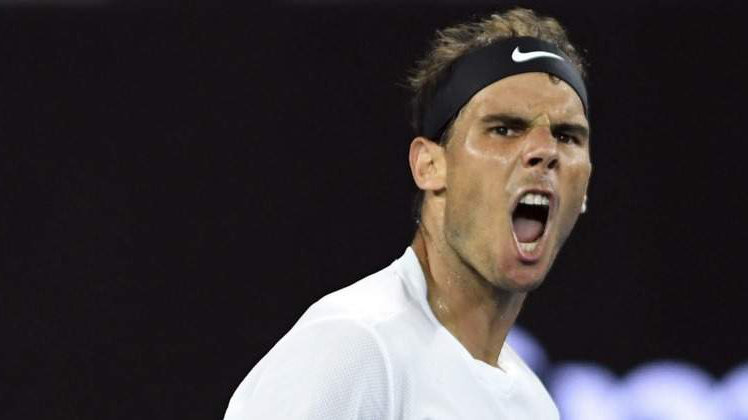 Nadal celebra uno de los puntos conseguidos ante Grigor Dimitrov en las semifinales del Open de Australia EFE