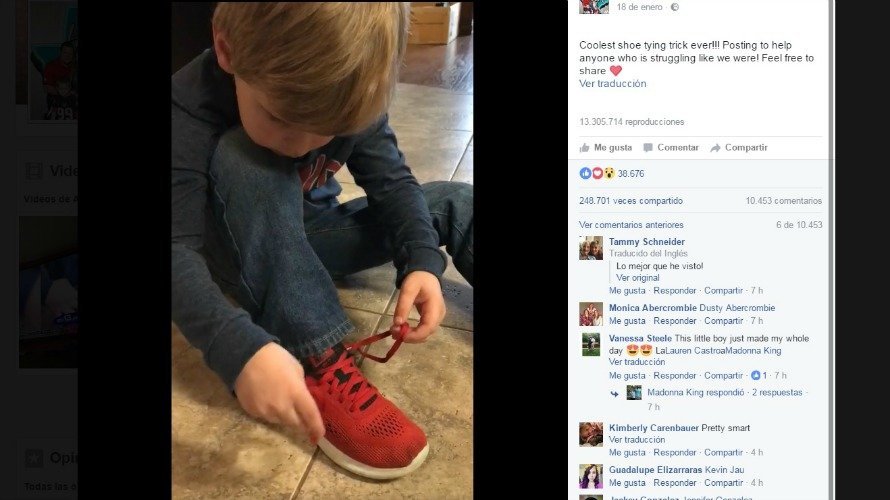 Este niño se convierte en viral por cómo se ata los cordones.