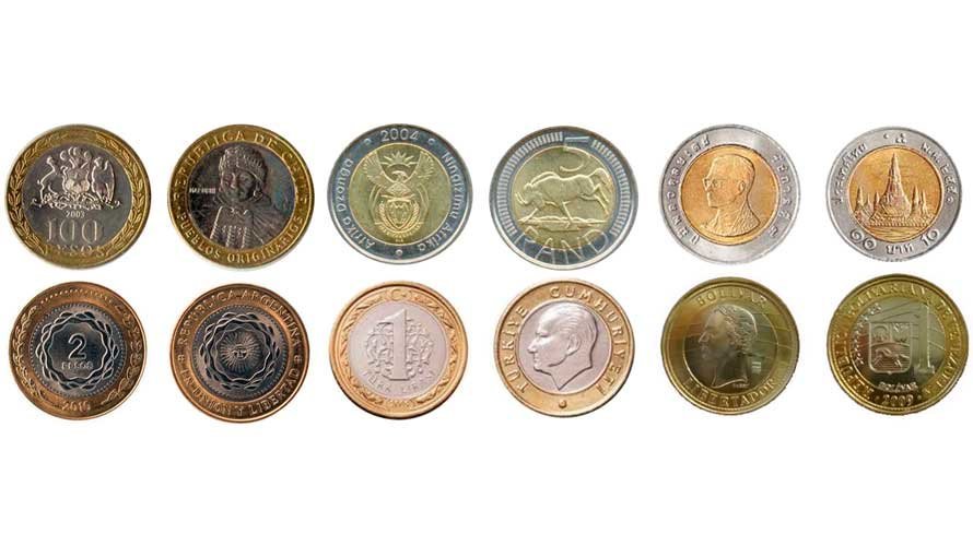 Monedas extranjeras parecidas a la moneda de dos euros. ARCHIVO