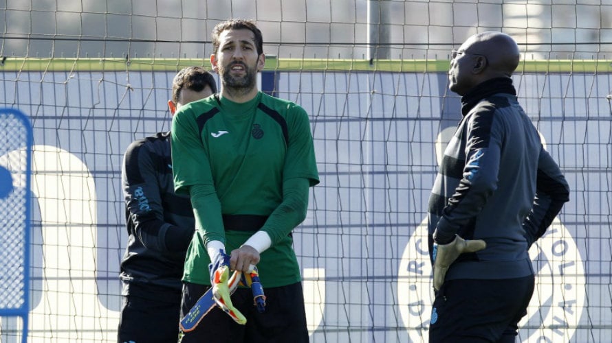 Diego López durante un entrenamiento. Foto web RCD Espanyol.
