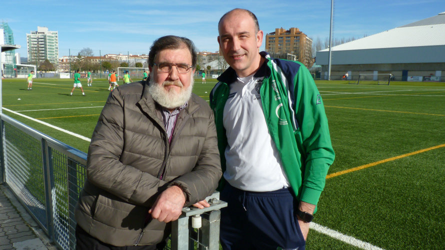 Kiko Campos y Javier Ortigosa, presidente y entrenador del Iruña.