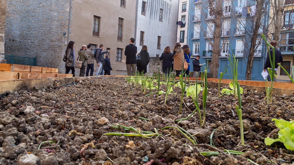 Miembros de la Comisión de Urbanismo del Ayuntamiento de Pamplona visitan el primer huerto comunitario ecológico de la ciudad en el Rincón de Pellejerías (09). IÑIGO ALZUGARAY