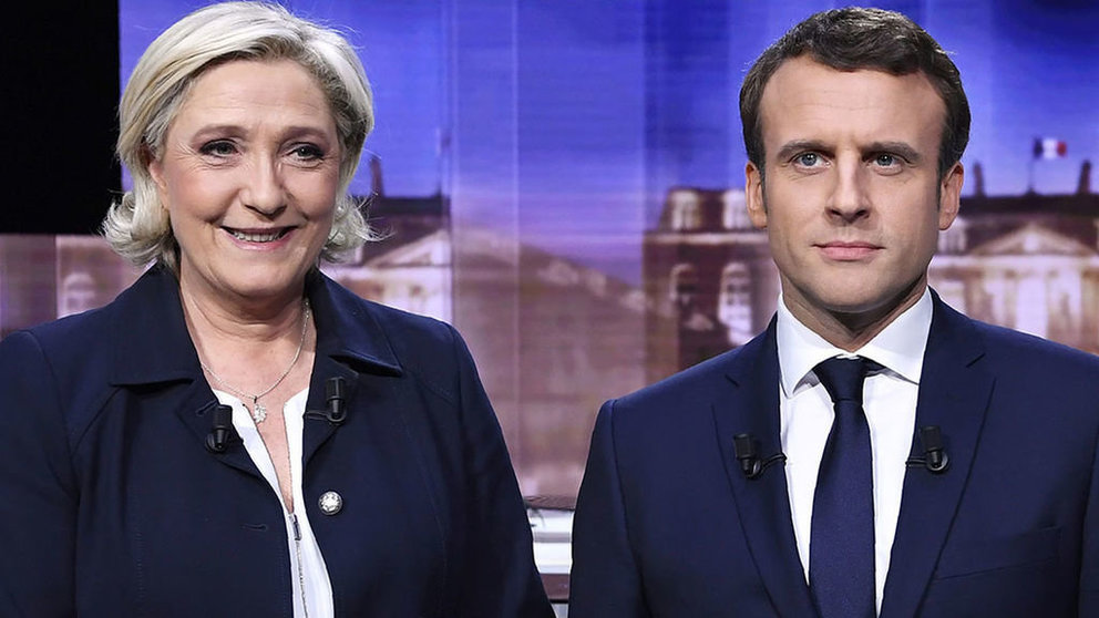 Los candidatos a la presidencia de Francia, Marine Le Pen y Emmanuel Macron.