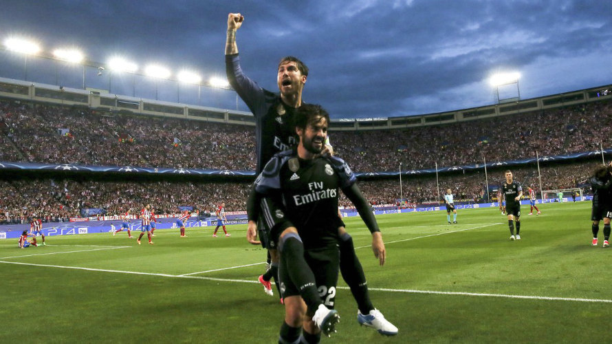 Ramos e Isco celebran el gol marcado en el Calderón. Lfp