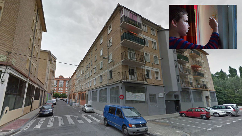 Imagen de la calle Doctor Labayen en San Jorge, en Pamplona, donde un niño de 6 años ha caído desde un cuarto piso