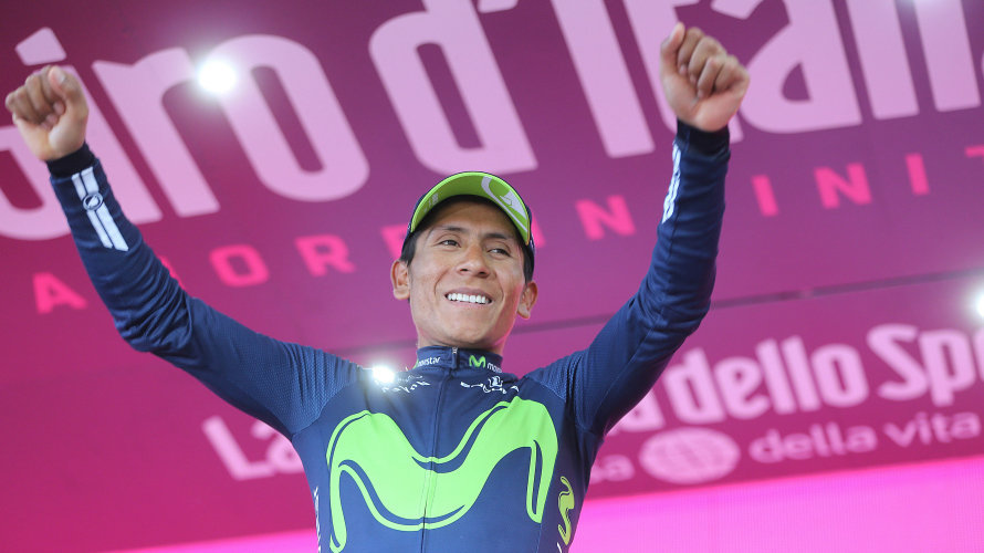 Nairo Quintana disfruta de su liderato. Movistar team.