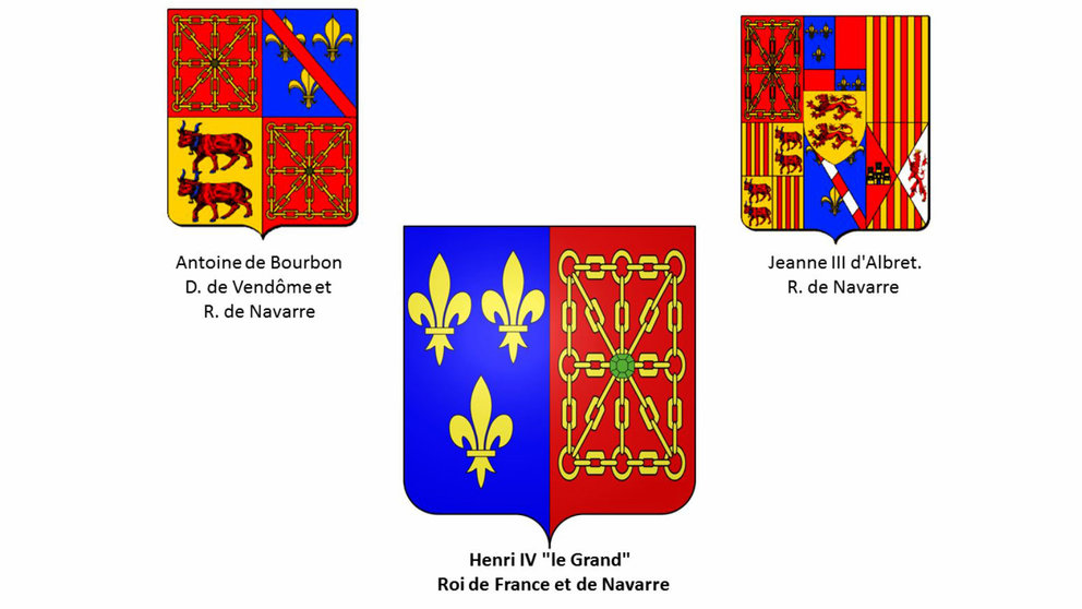 El blasón de Enrique IV (III de Navarra) perduró durante dos siglos para todos los reyes franceses que se titularon “rey de Francia y de Navarra”