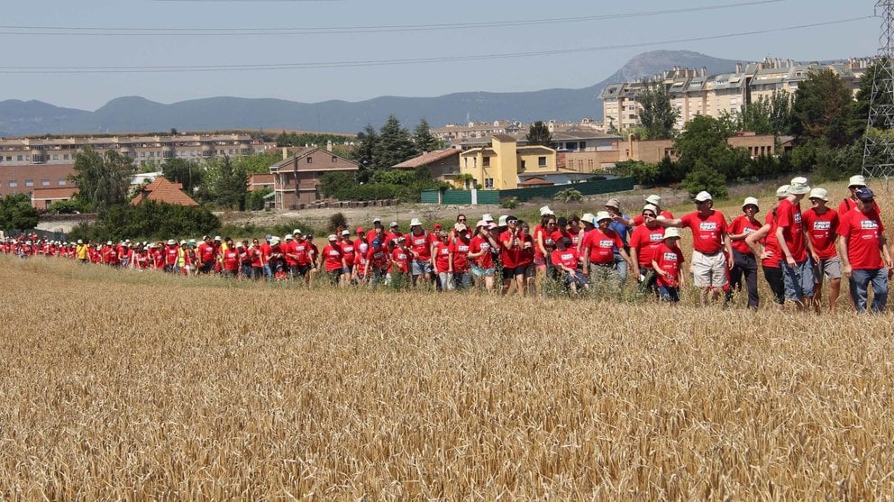 Algunos de los 700 participantes en la segunda marcha solidaria de Aspace Navarra y Adacen en Cizur CEDIDA