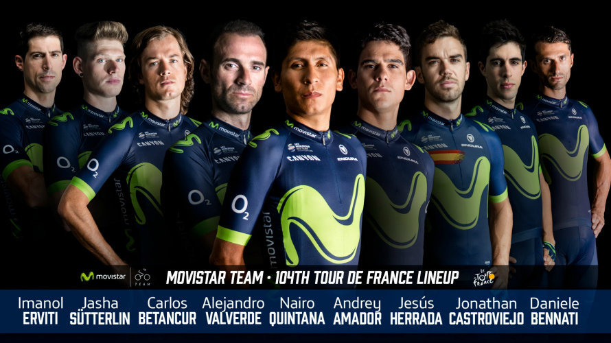 El equipo del Movistar team para el Tour de Francia.