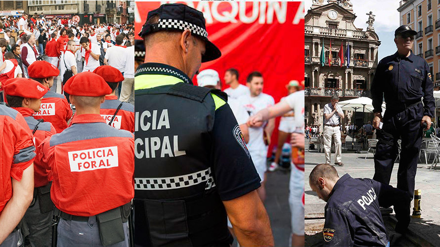 Agentes de distintas policías velan por la seguridad de San Fermín en distintas actuaciones