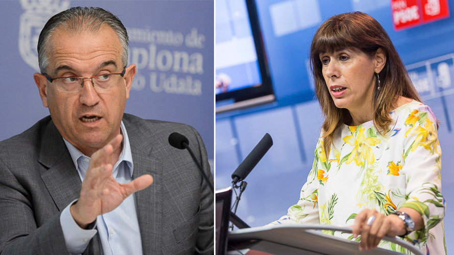 Enrique Maya y Maite Esporrín, portavoces de UPN y PSN en el Ayuntamiento de Pamplona
