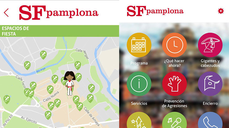 Pantallazos de la app de San Fermín