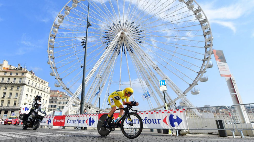 El británico Chris Froome ha terminado tercero en la contrarreloj de Marsella y se asegura ganar su cuarto Tour de Francia FOTO TWITTER TOUR DE FRANCE