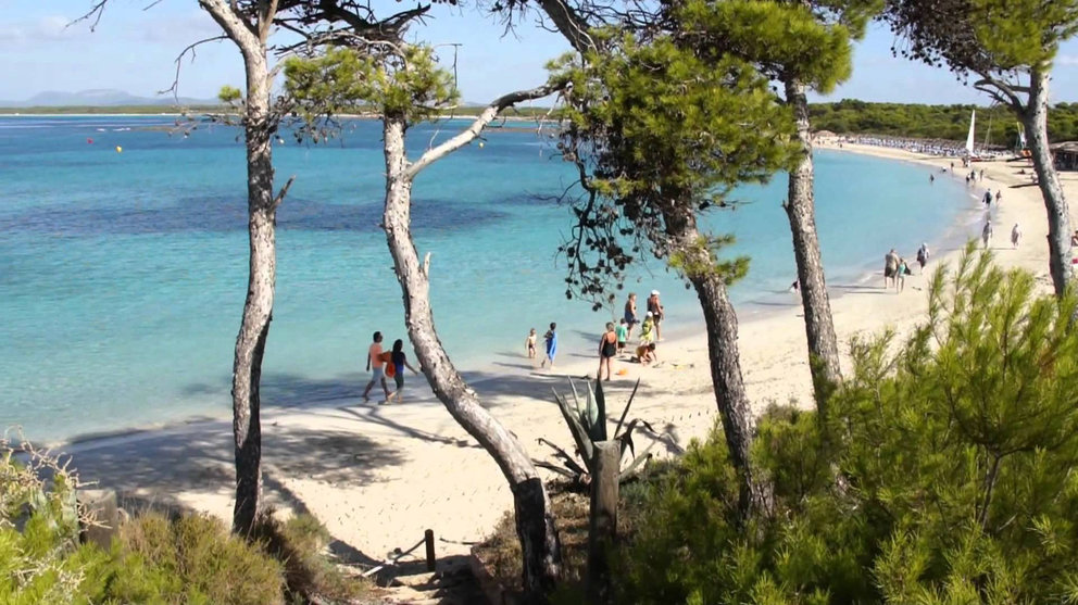 Imagen de la playa dels Estanys, en la colonia de San Jordi, en Mallorca YOUTUBE