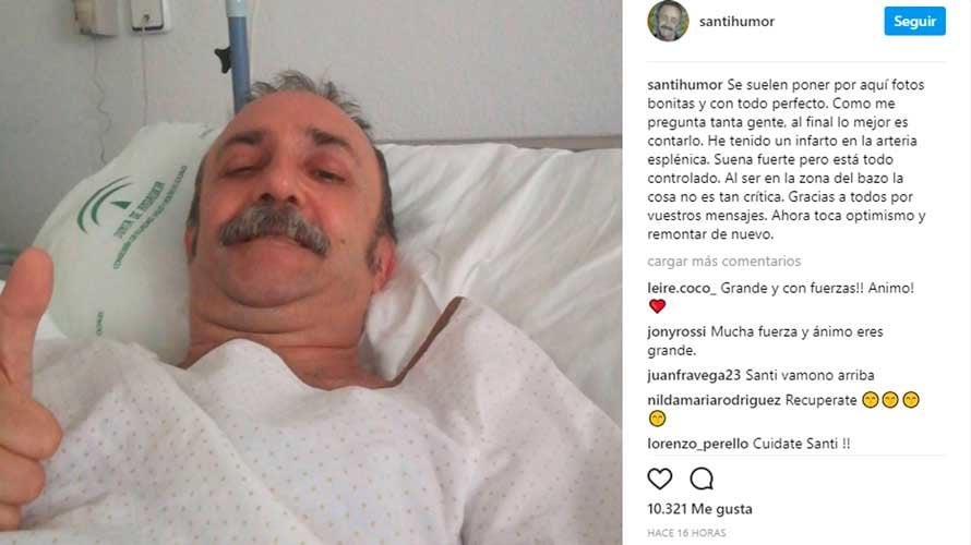 Publicación de Santi Rodríguez recuperándose en el hospital de Jaén. INSTAGRAM