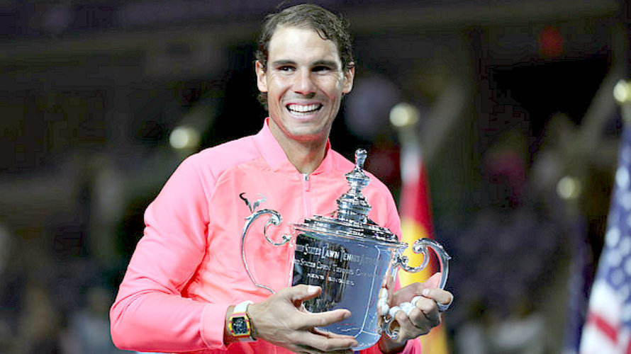 Rafa Nadal con su trofeo. Foto web Usa Open.
