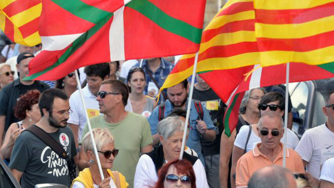 Arnaldo Otegi, durante una manifestación en favor de Cataluña