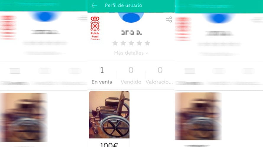 Pantallazo a la silla de ruedas del CHN que se vendía en la app