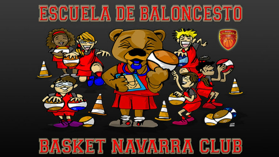 Cartel de la escuela de Basket Navarra. Web Basket Navarra.