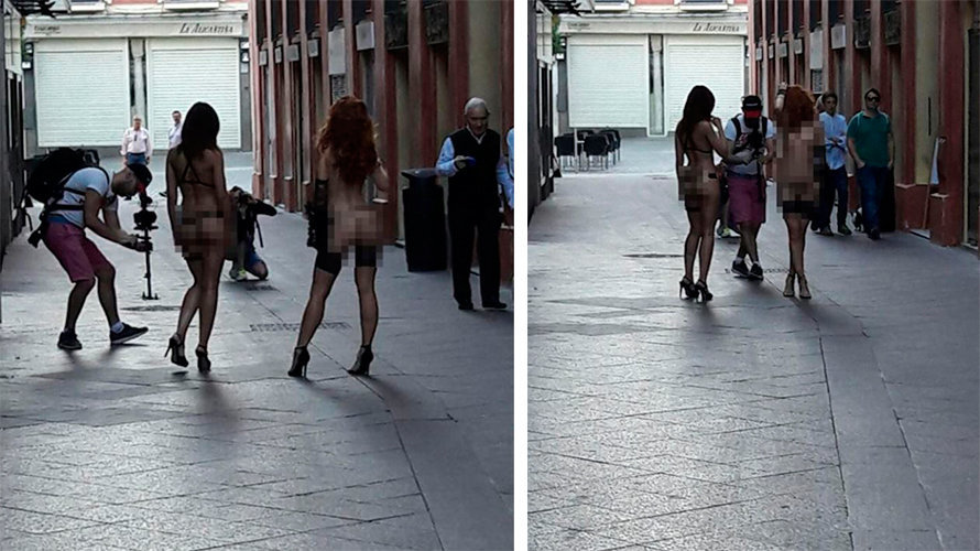 Algunas de las imágenes que circulan a través de las redes sociales en las que se ve algunas mujeres desnudas en Sevilla. TWITTER