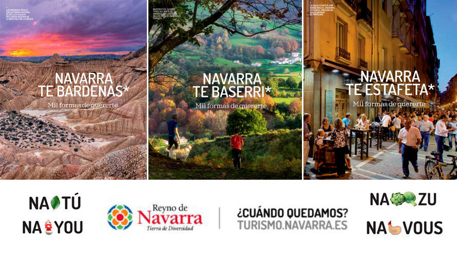 Nueva campaña de turismo de Navarra bajo los eslóganes de Navarra te menestra, Navarra te estafeta o Navarra te bardenas