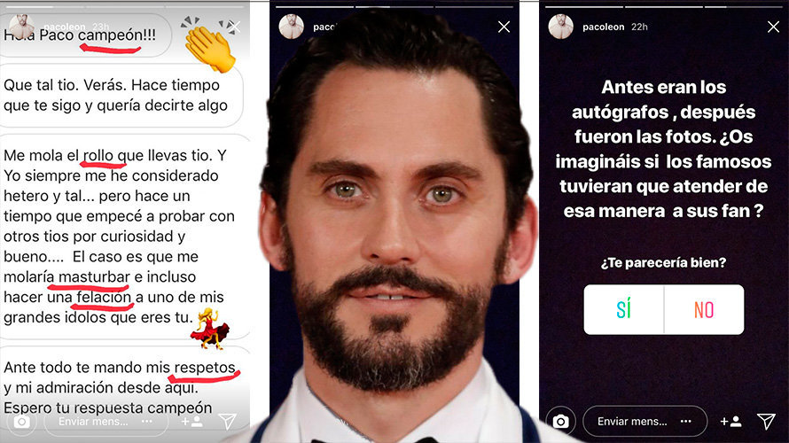 Fotomontaje del actor Paco León con el mensaje de un fan y su respuesta. EFE