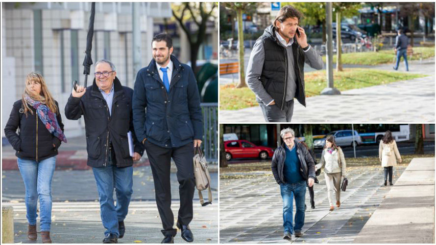 Luis Sabalza, Vasiljevic e Iñaki Ibáñez, este jueves en Pamplona llegando al juzgado. ÍÑIGO ALZUGARAY