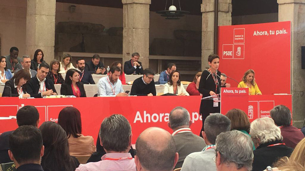 La secretaria general del PSN, María Chivite, durante su intervención ante el Comité Federal del PSOE IMAGEN CEDIDA
