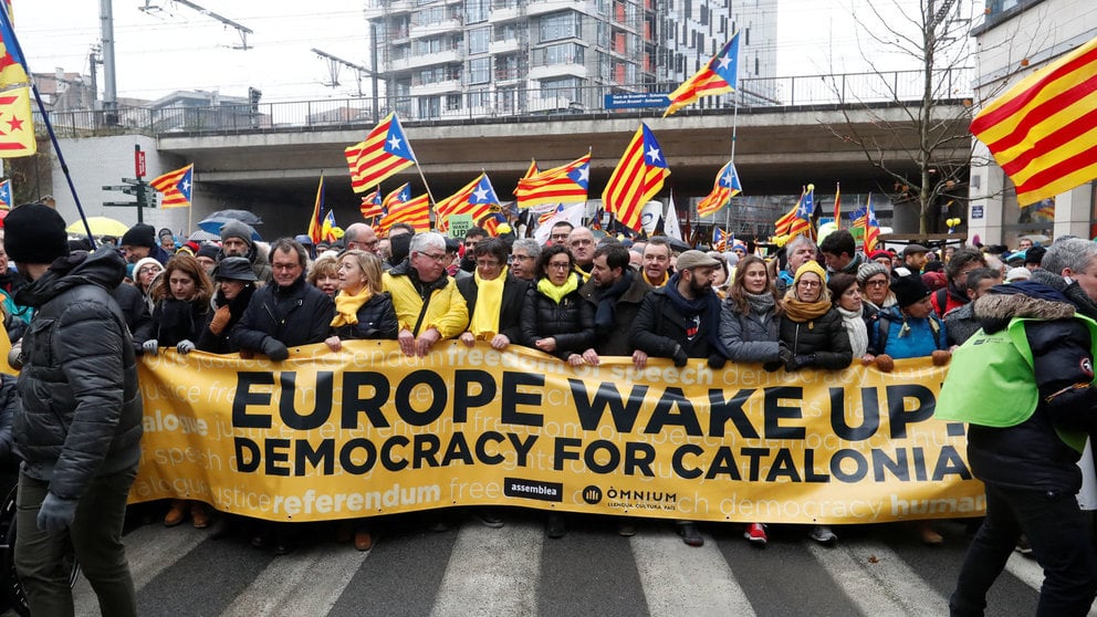 Manifestación en Bruselas a favor de Puigdemont.  REUTERS-Yves Herman
