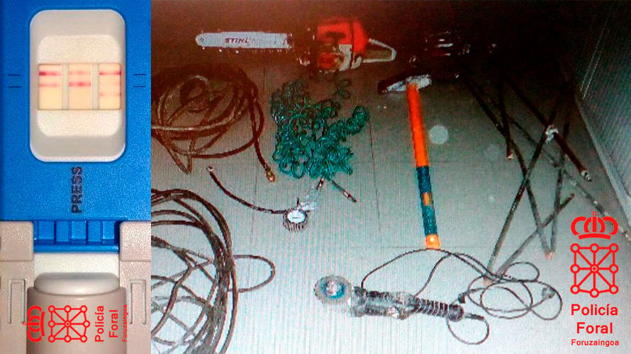 Material presuntamente empleada para robar incaitado al vecino de Rada que ha sido pillado conduciendo drogado en San Adrián POLICÍA FORAL