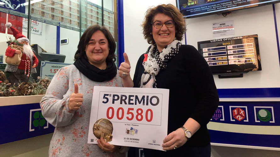 Arantxa Zugasti y Monica Valladares, las dos loteras de la administración número 13 de Pamplona.