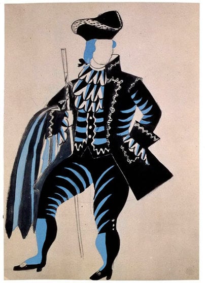 Pablo Picasso, Figurín para &#39;El sombrero de tres picos&#39; de los Ballets Russe de Sergei Diaghilev, 1920. Archivo Manuel de Falla.