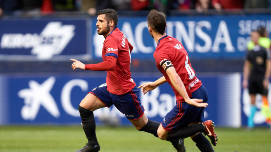 Fran Mérida y Oier celebran un gol. La Liga.